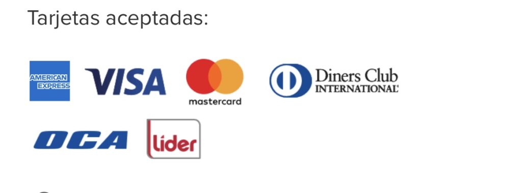 Tarjetas aceptadas